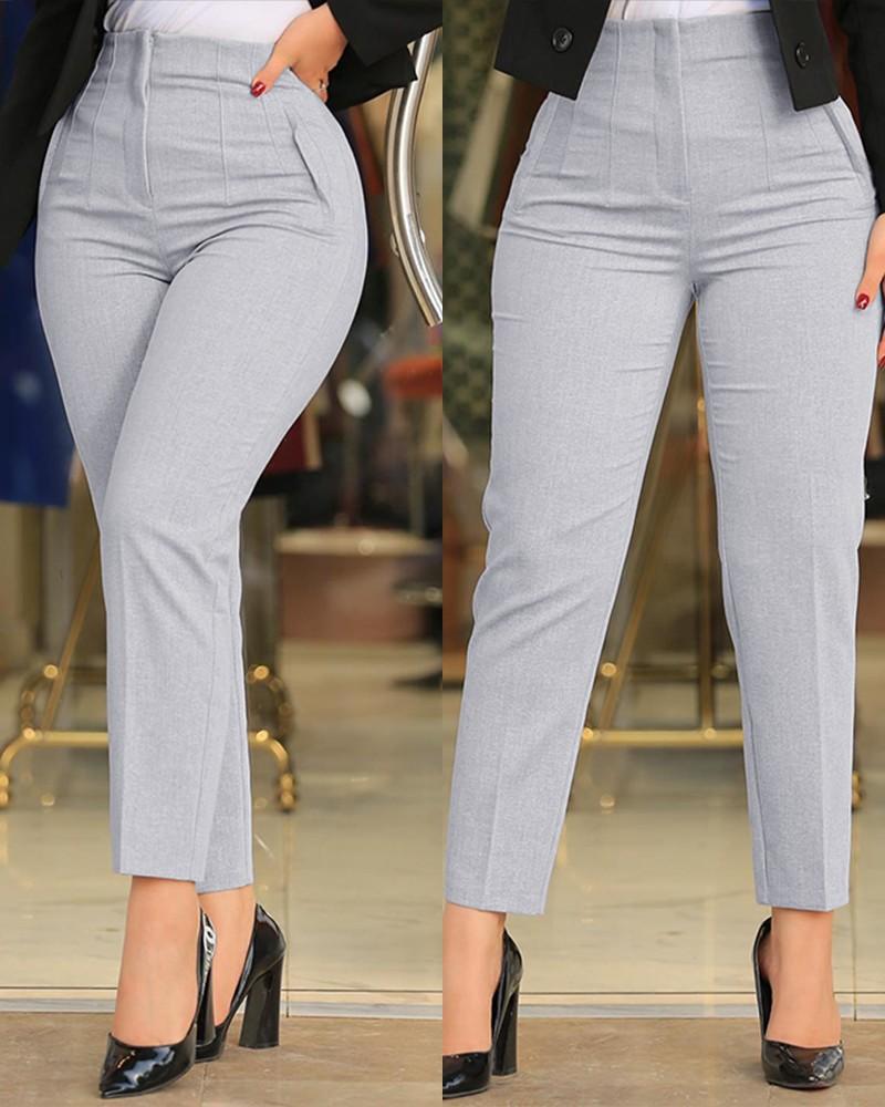 Women's High-Waisted Slim-Fit Trousers with Integrated Pleats Lune London