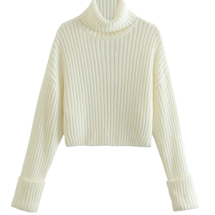 Women's Knitted Sweater with High Collar Lune London