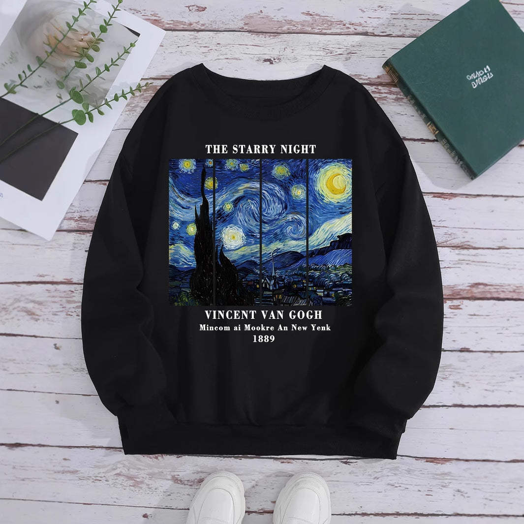 Sweat-shirt femme avec motif artistique de Van Gogh et impression moderne Chic & Stil