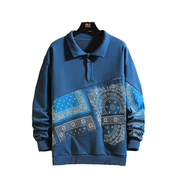 Stylish polo sweater for men with paisley design and classic collar Lune London