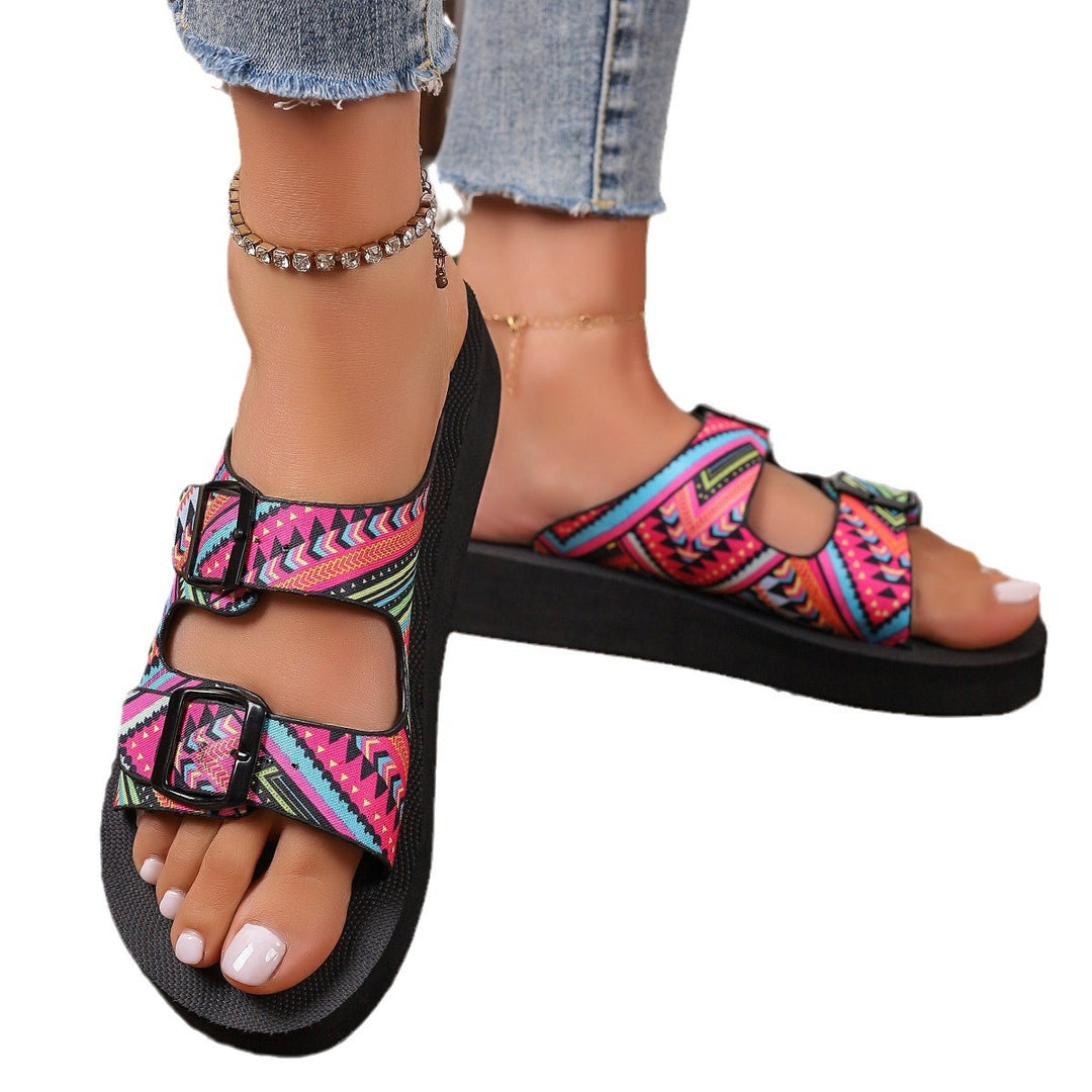 Comfortable adjustable patterned sandals for women Lune London