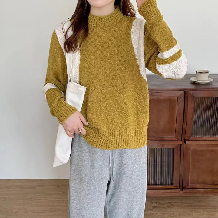 Sweater woman with high collar and contrasting sleeves Lune London