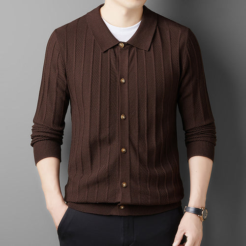 Men's knitted jacket with structured pattern and elegant buttons Lune London