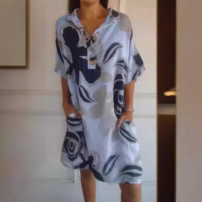 Aerial beach dress for women with trendy pattern and side pockets Lune London