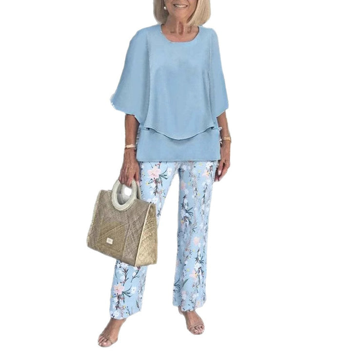 Women Elegant Layered Tunic Set and Floral Pants Lune London