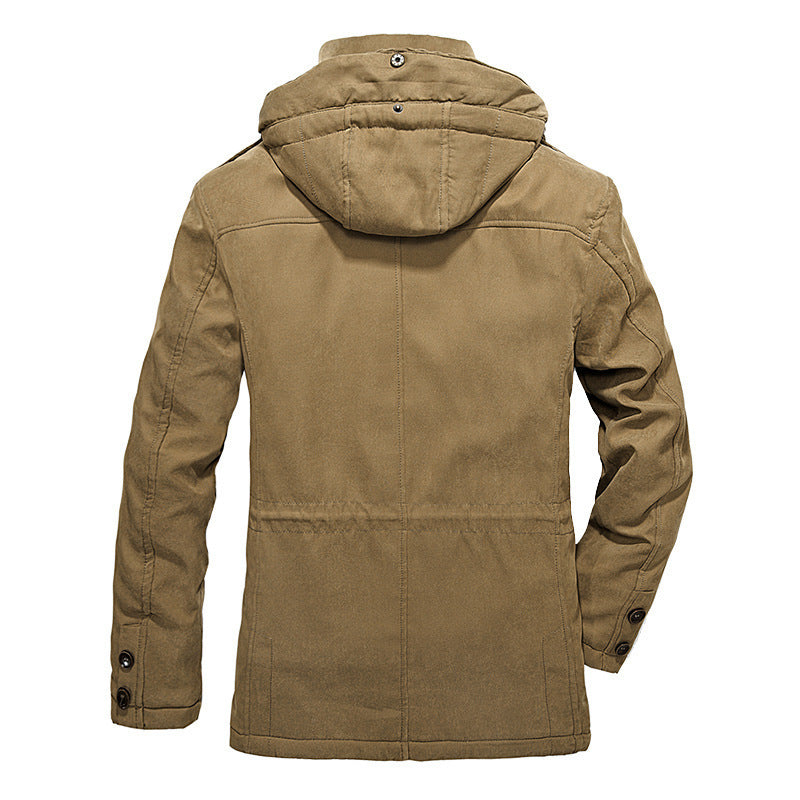 Practical and warm field jacket for men with removable hood Lune London