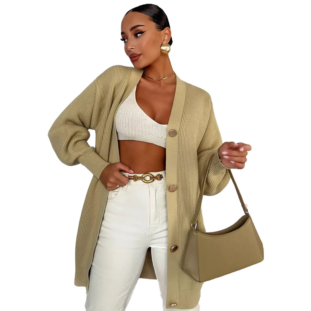 Oversized knit jacket for women with decorative buttons Lune London