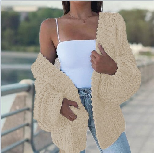 Ladies chunky knit cardigan with oversized sleeves and a relaxed fit Chic and Still