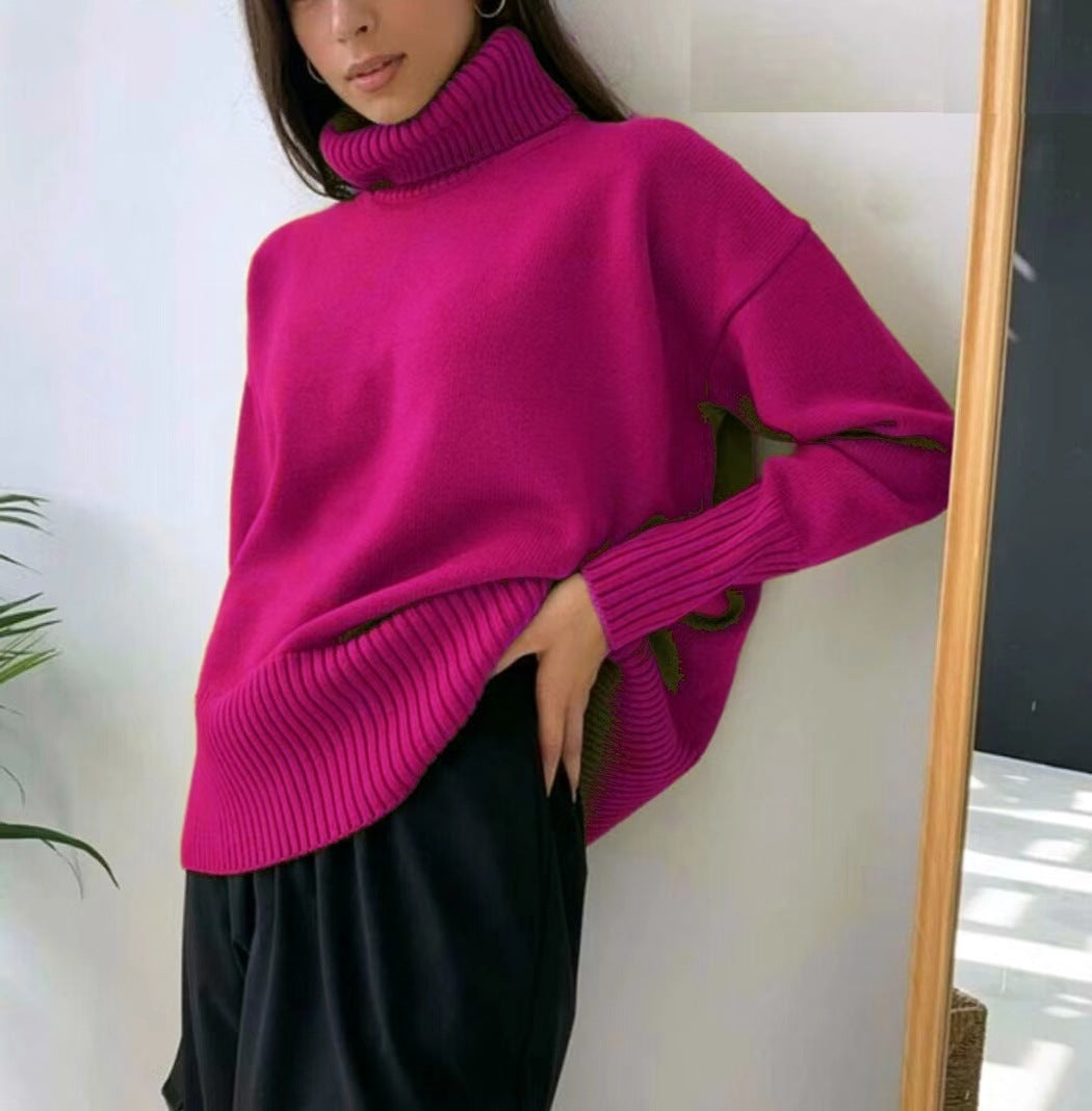 Loop collar sweater for women in soft material Lune London