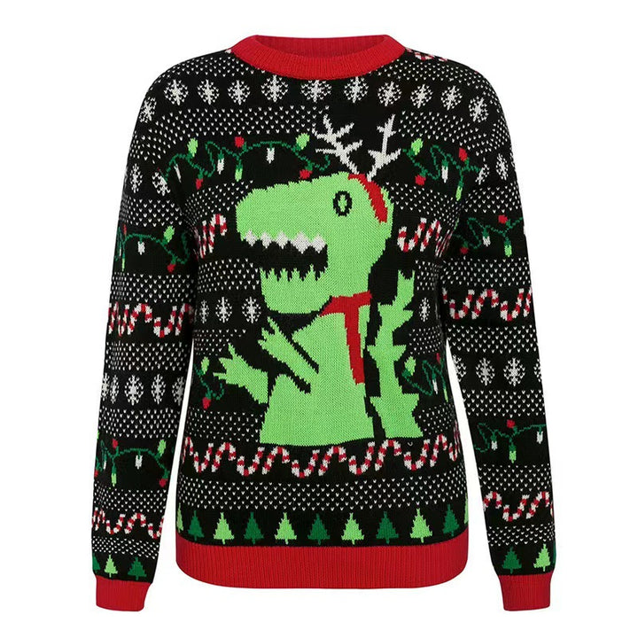 Christmas sweater for women with T-Rex pattern Lune London