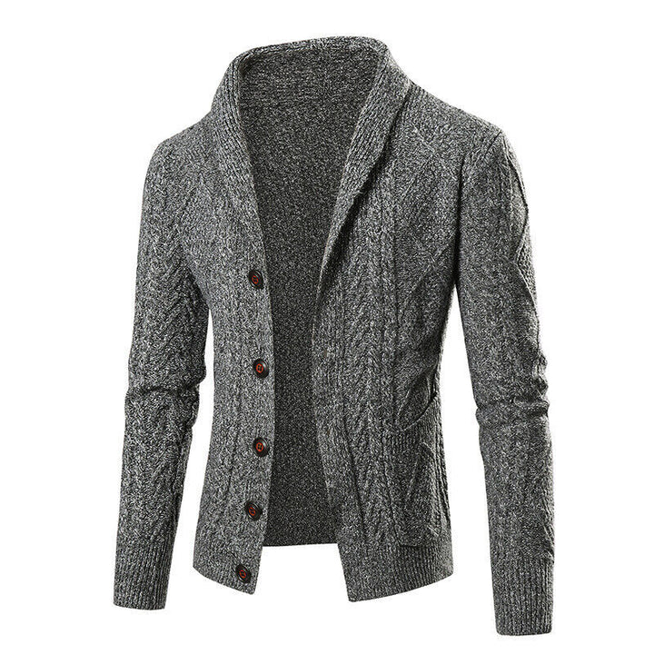 Men's knit jacket with modern cable pattern and applied pockets Lune London