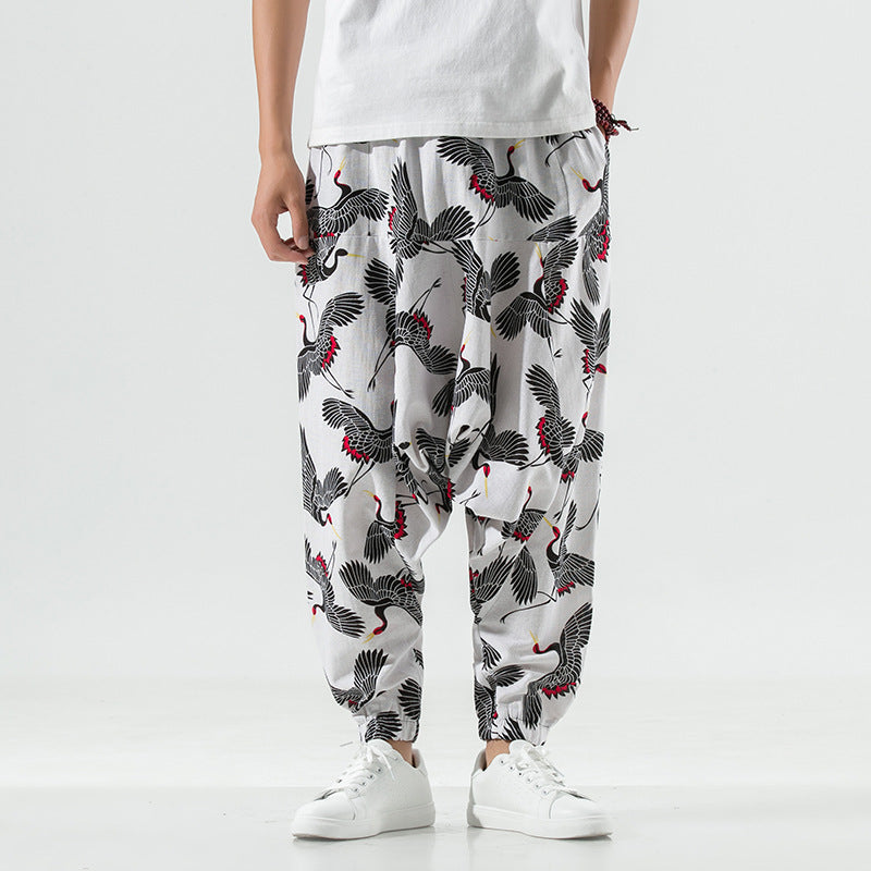 Casual Harem Pants for Men with Modern Print and Elastic Waist Lune London