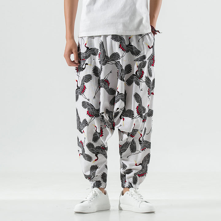 Casual Harem Pants for Men with Modern Print and Elastic Waist Lune London