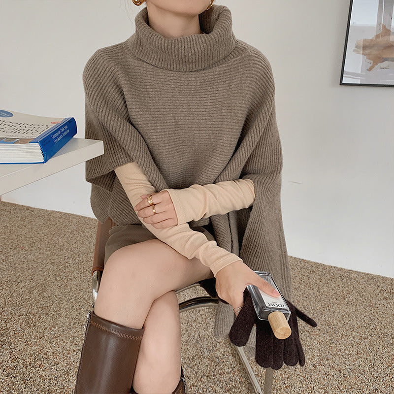Oversized knitted sweater for women with high collar Lune London