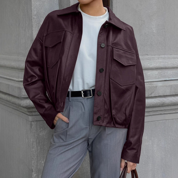 Women's faux leather jacket with practical pockets and modern cut Lune London