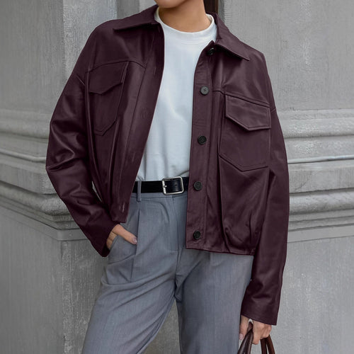 Women's faux leather jacket with practical pockets and modern cut Lune London