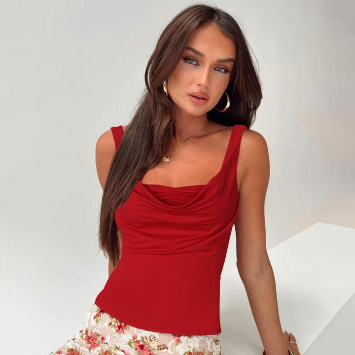Chic and Style draped front sleeveless top for women