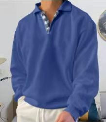 Long sleeve polo shirt for men with an elegant V neck and stylish contrasting details Lune London