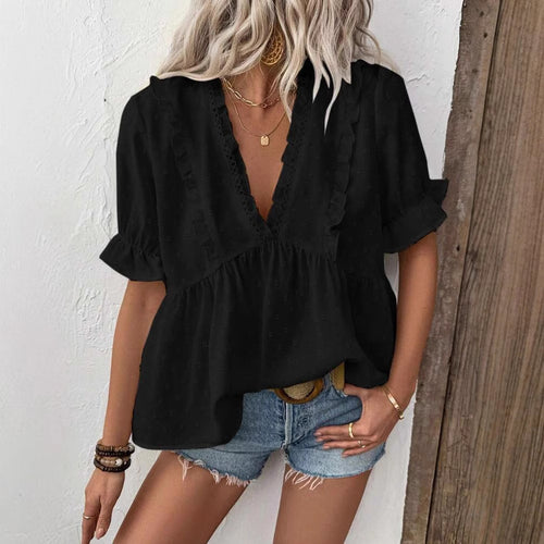 Ladies elegant blouse with ruffle details Lune London