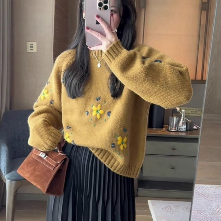 Pull en maille pour femme avec appliqués floraux Chic & Stil