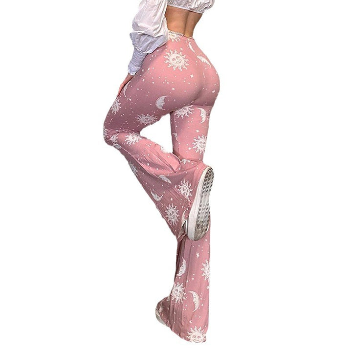 Bootcut pants for women with artistic moon and sun design Lune London