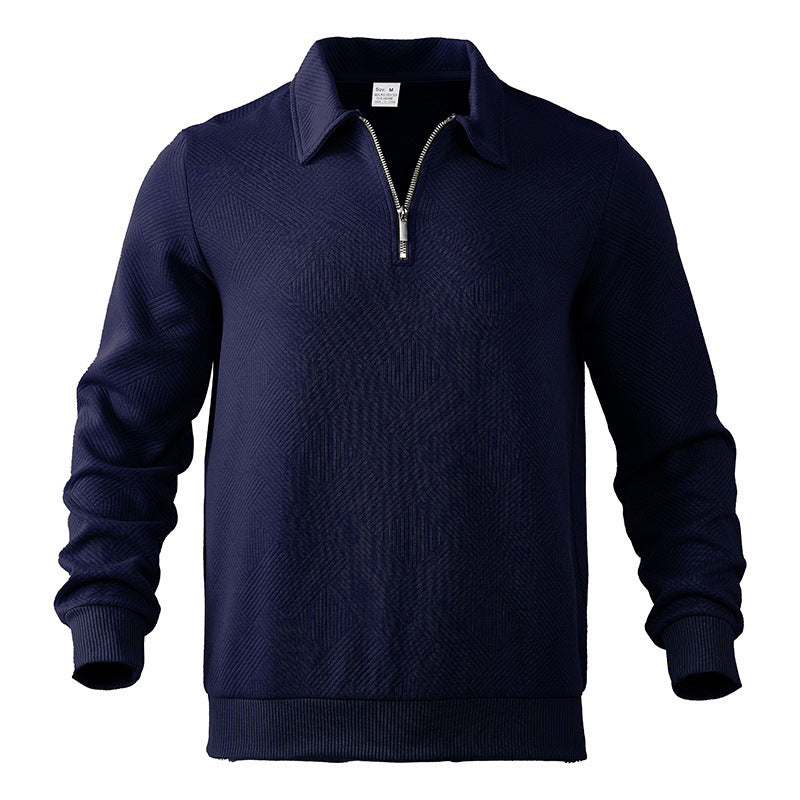 Knitted sweater for men with modern high collar and practical zipper Lune London