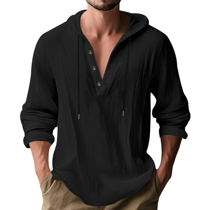 Men's casual hoodie shirt with modern button placket design Lune London