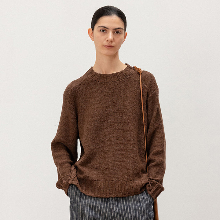 Pull en tricot décontracté pour femmes avec coupe ample et ourlet élastique