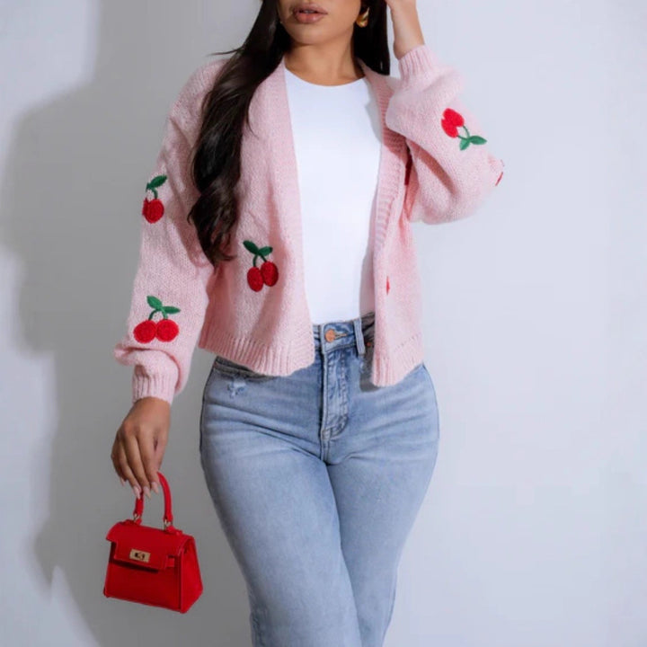 Ladies' vest with cherry embroidery Lune London