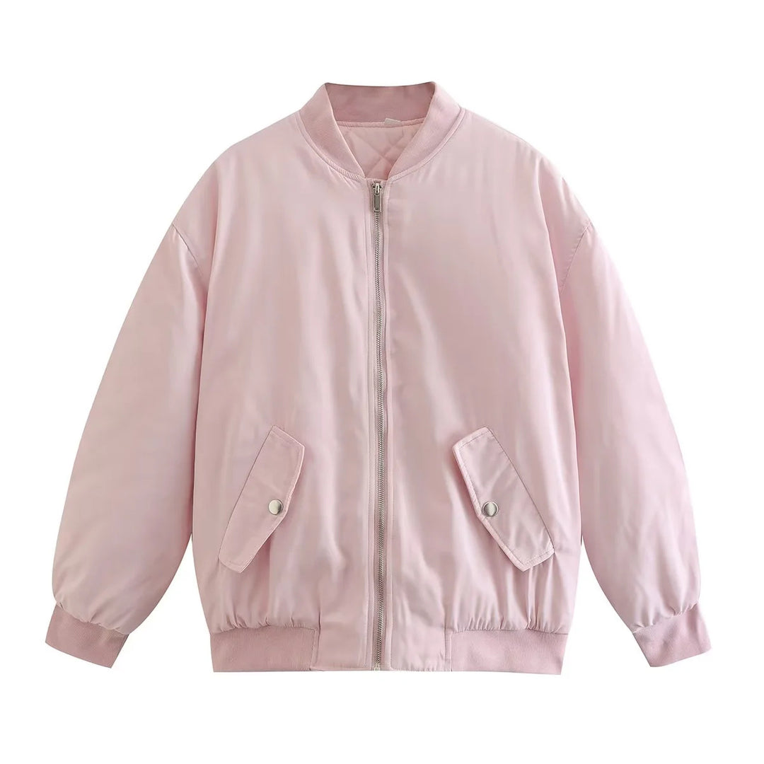 Trendy women's bomber jacket with practical pockets and high collar Lune London