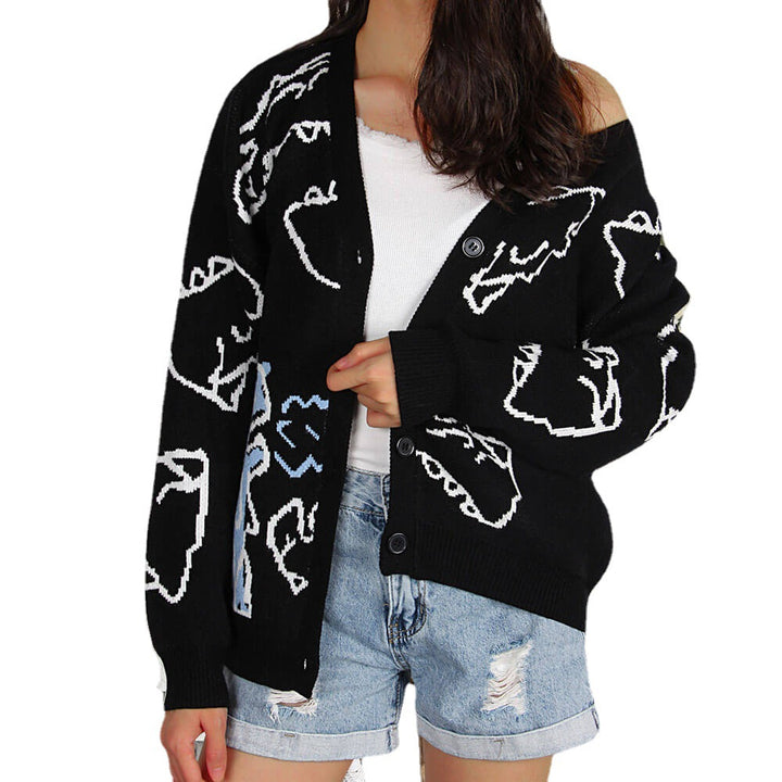 Cardigan pour femmes à motifs avec motif de dinosaure amusant Chic & Stil