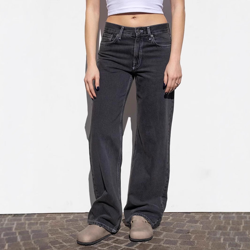 Women's wide jeans with a casual cut and frayed hem Lune London