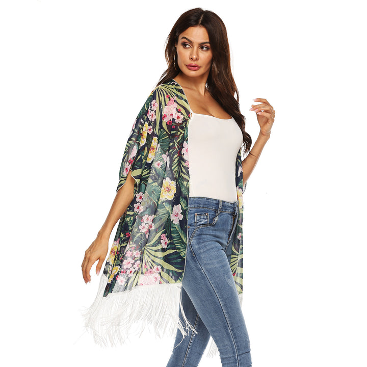 Ladies bohemian floral pattern wrap kimono Lune London