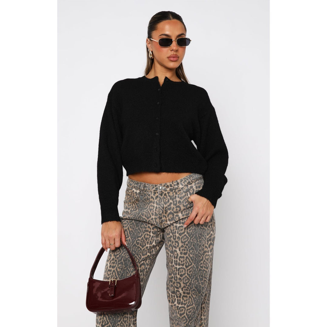 Lune London women's knitted cropped cardigan with button closure