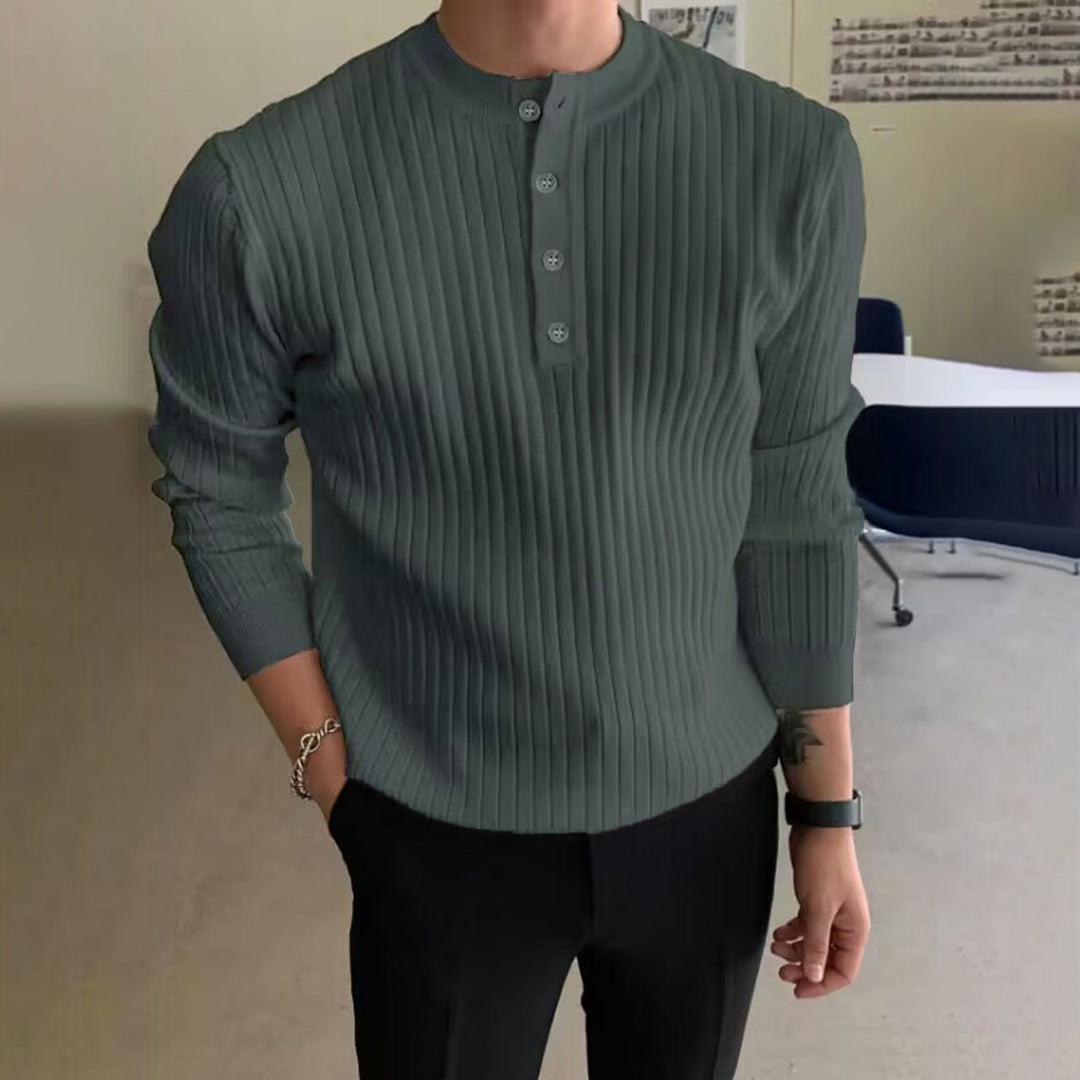 Trendy long-sleeve shirt for men with button details and ribbed structure Lune London
