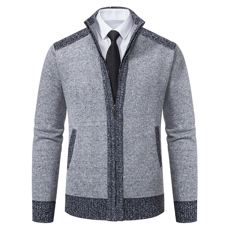 Quilted knit jacket for men with high collar and practical pockets Lune London