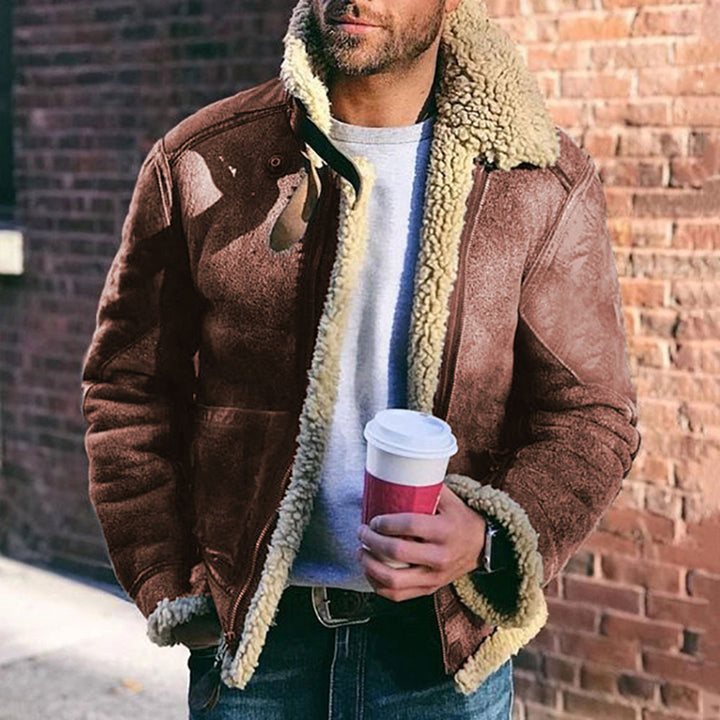 Men's leather jacket with warm lining and practical pockets Lune London