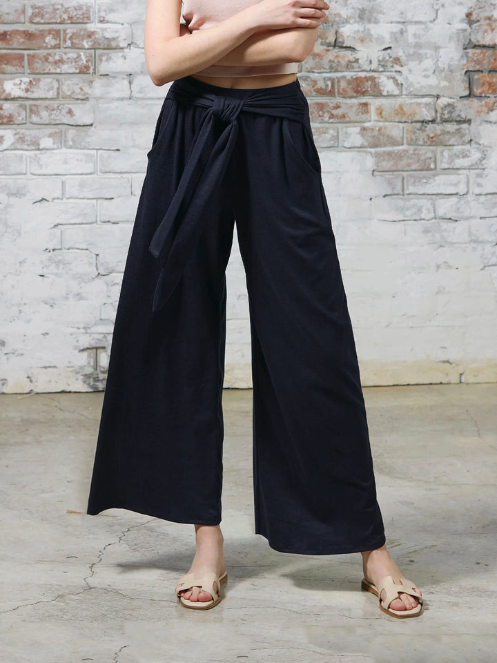 Women Comfortable and Stylish Wide Leg Pants with Waist Belt Lune London