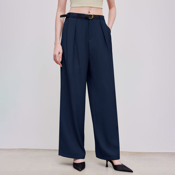 High-waisted palazzo pants for women with belt Lune London