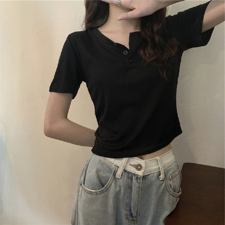Women's Short Sleeve Henley Shirt Lune London