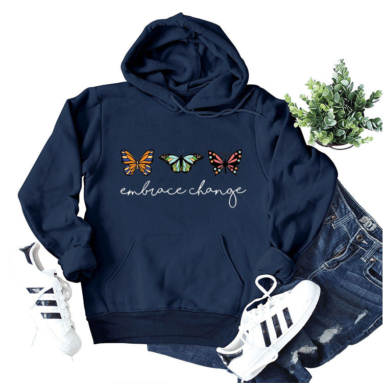 Sweat à capuche pour femmes avec motif de papillon inspirant et message motivant Chic & Stil