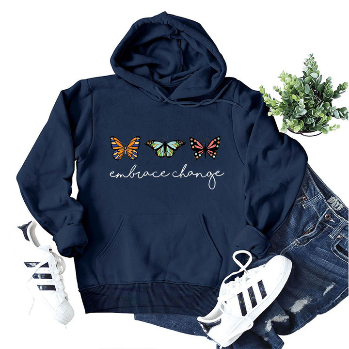 Sweat à capuche pour femmes avec motif de papillon inspirant et message motivant Chic & Stil