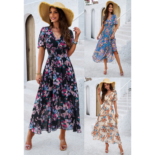 Maxi flower dress for women with flowing sleeves Lune London