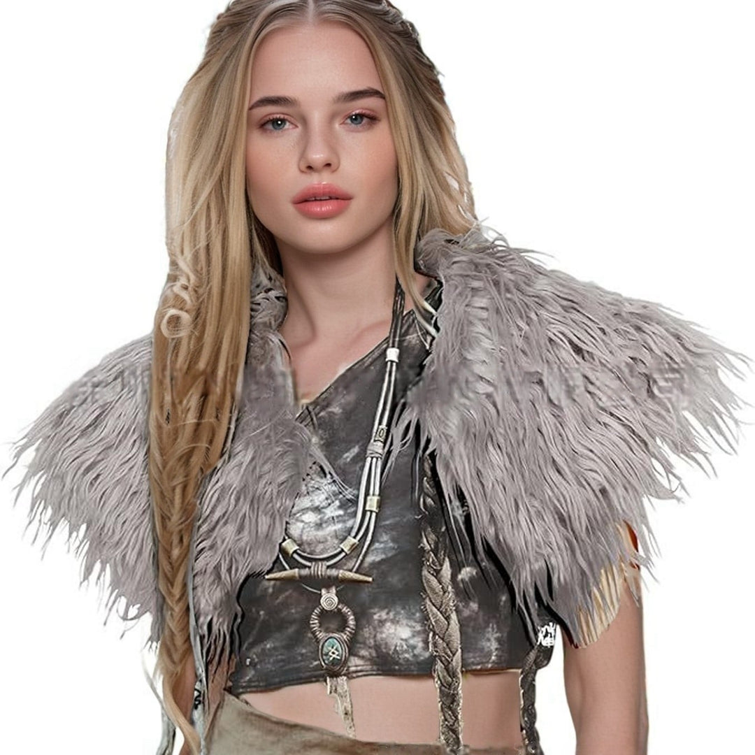 Ladies elegant faux fur collar with artistic embellishments Lune London