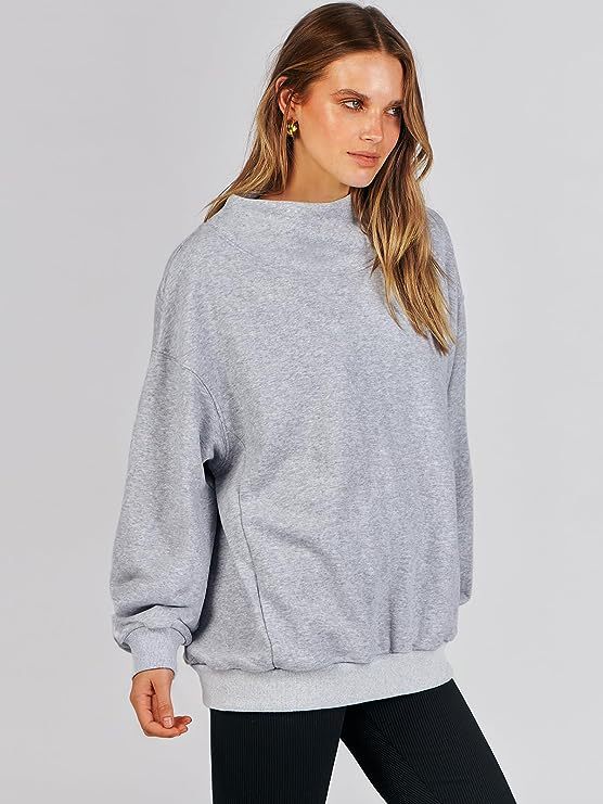 Oversized sweatshirt for women with a high collar and ribbed hem Lune London