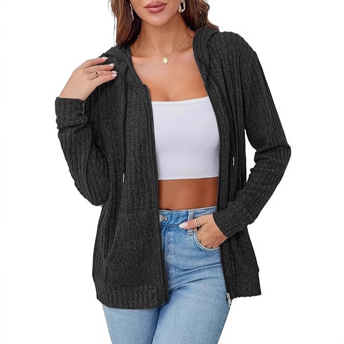 Dames sweat à capuche en tricot confortable avec zip Chic & Stil