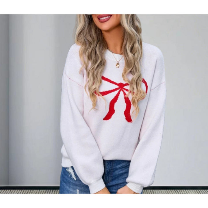 Pull surdimensionné pour femmes avec motif de nœud ludique Chic & Stil