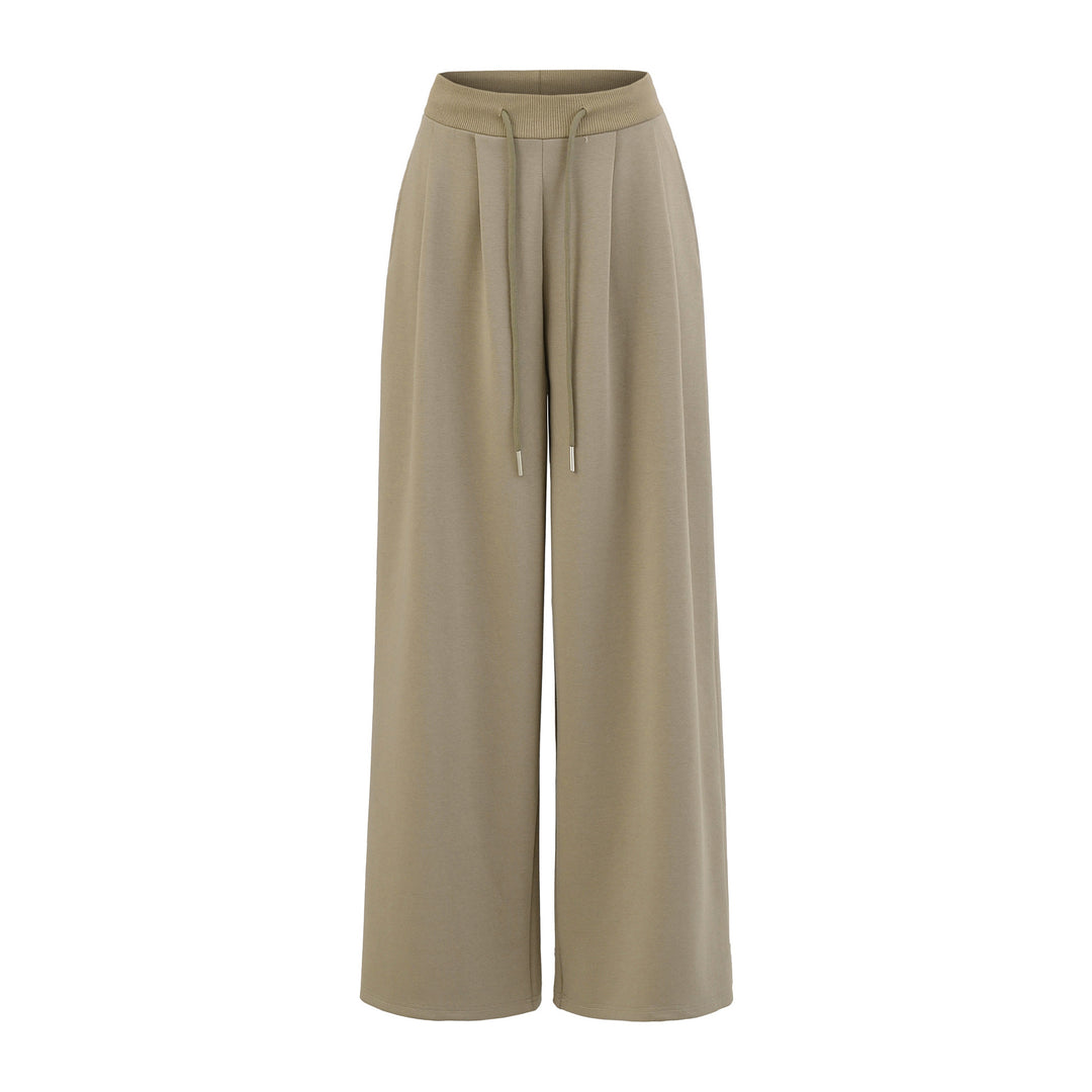 Wide jogger pants for women with elastic waist and decorative drawstring Lune London