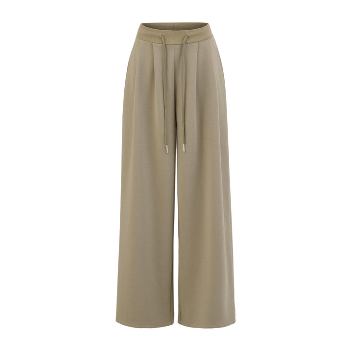 Wide jogger pants for women with elastic waist and decorative drawstring Lune London