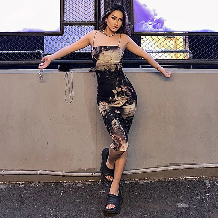 Chic and stylish artistic bodycon midi dress for women